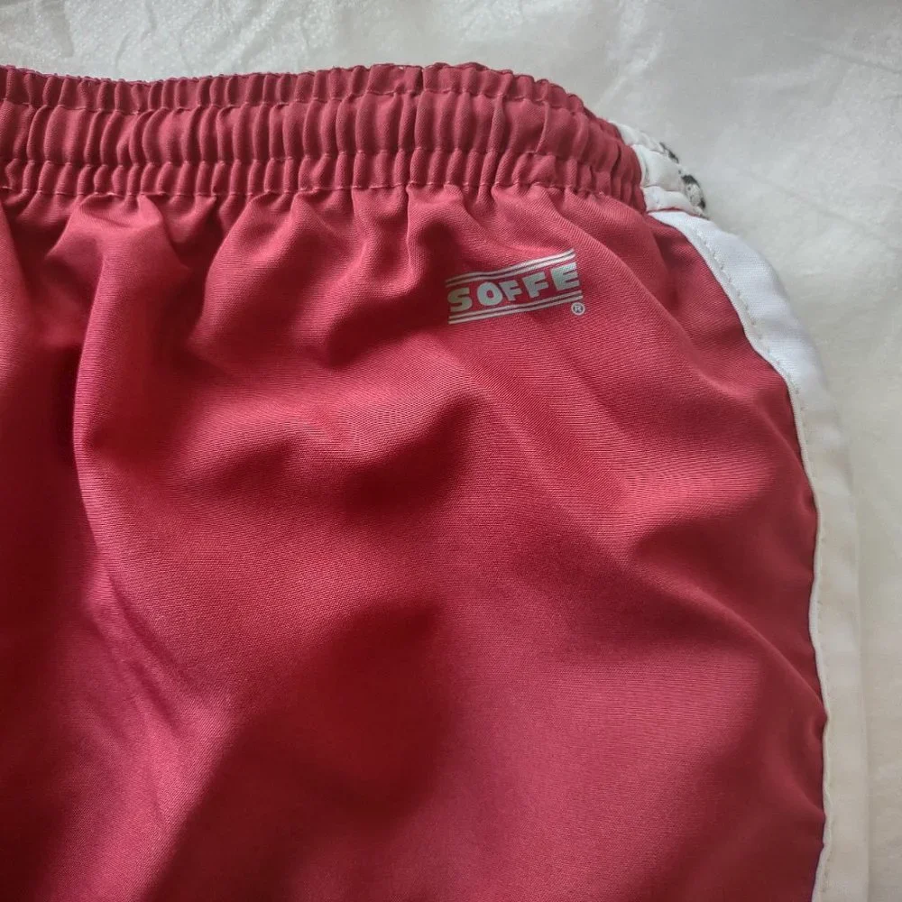 Soffe Burgundy / Maroon Printed Elasticated Waist Athletic Short Size L Lined - Picture 4 of 9